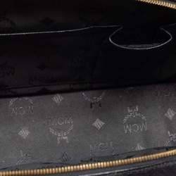 Pre Owned MCM Black Leather Motif Dome Satchel