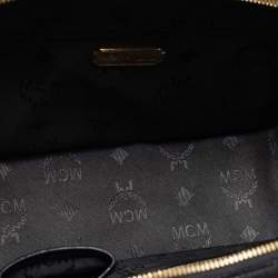 Pre Owned MCM Black Leather Motif Dome Satchel