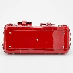 MCM Red Patent Leather Duffle Bag
