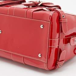 MCM Red Patent Leather Duffle Bag