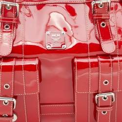 MCM Red Patent Leather Duffle Bag