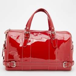 MCM Red Patent Leather Duffle Bag