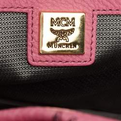 MCM Pink Visetos Coated Canvas Studded Stark Backpack