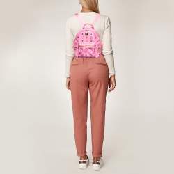 MCM Pink Visetos Coated Canvas Studded Stark Backpack