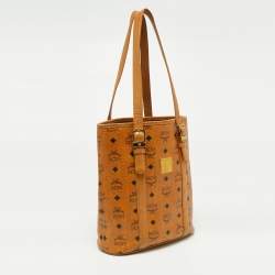 Pre Owned MCM Cognac Visetos Coated Canvas And Leather Tote