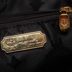 Pre Owned MCM Black Leather Studded Tambourine Round Crossbody Bag