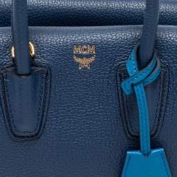 Pre Owned MCM Blue Leather Mini Milla Park Avenue Tote