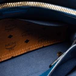 Pre Owned MCM Blue Leather Mini Milla Park Avenue Tote