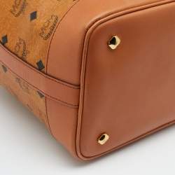 MCM Cognac Visetos Coated Canvas and Leather Heritage Drawstring Bucket Bag