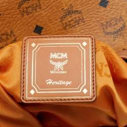 MCM Cognac Visetos Coated Canvas and Leather Heritage Drawstring Bucket Bag