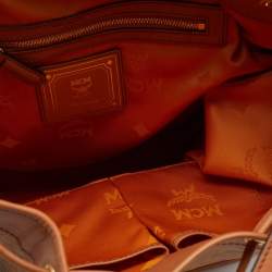 MCM Cognac Visetos Coated Canvas and Leather Heritage Drawstring Bucket Bag