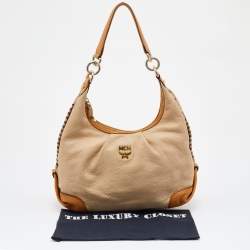 Pre Owned MCM Beige/Brown Grained Leather Hobo