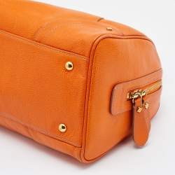 MCM Orange Grained Leather Boston Bag