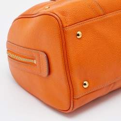 MCM Orange Grained Leather Boston Bag