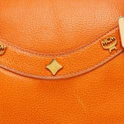 MCM Orange Grained Leather Boston Bag