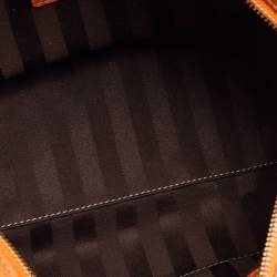 MCM Orange Grained Leather Boston Bag