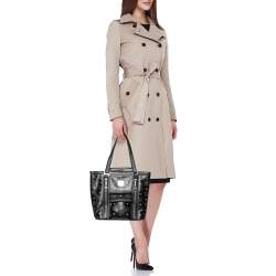 MCM Black Visetos Coated Canvas and Leather Tote