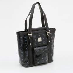 MCM Black Visetos Coated Canvas and Leather Tote