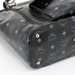 MCM Black Visetos Coated Canvas and Leather Tote