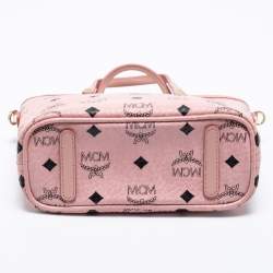 Pre Owned MCM Pink Visetos Coated Canvas and Leather Mini Anya Zip Tote