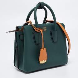 Pre Owned MCM Green Leather Mini Milla Park Avenue Tote