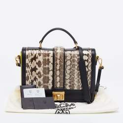 Pre Owned MCM Multicolor Snakeskin And Leather Little Veronica Top Handle Bag