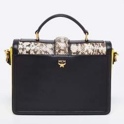 Pre Owned MCM Multicolor Snakeskin And Leather Little Veronica Top Handle Bag