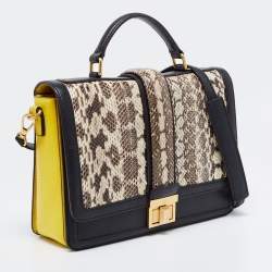 Pre Owned MCM Multicolor Snakeskin And Leather Little Veronica Top Handle Bag