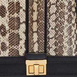 Pre Owned MCM Multicolor Snakeskin And Leather Little Veronica Top Handle Bag