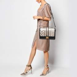 Pre Owned MCM Multicolor Snakeskin And Leather Little Veronica Top Handle Bag