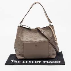 MCM Grey Monogram Leather Shoulder Bag