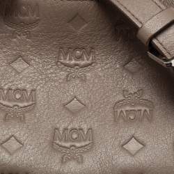 MCM Grey Monogram Leather Shoulder Bag