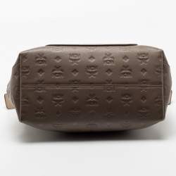 MCM Grey Monogram Leather Shoulder Bag
