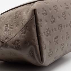 MCM Grey Monogram Leather Shoulder Bag