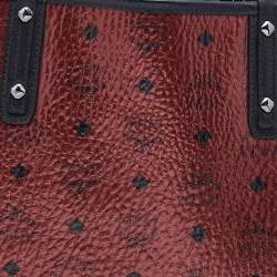MCM Metallic Red Visetos Coated Canvas Project Reversible Shopper Tote