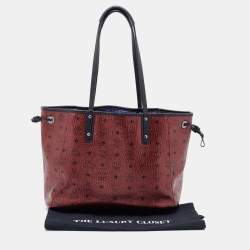 MCM Metallic Red Visetos Coated Canvas Project Reversible Shopper Tote