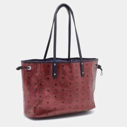MCM Metallic Red Visetos Coated Canvas Project Reversible Shopper Tote