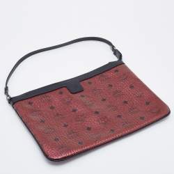 MCM Metallic Red Visetos Coated Canvas Project Reversible Shopper Tote