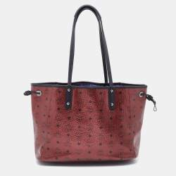 MCM Metallic Red Visetos Coated Canvas Project Reversible Shopper Tote
