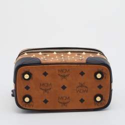 Pre Owned MCM Brown/Black Coated Canvas and Leather Vanity Bag