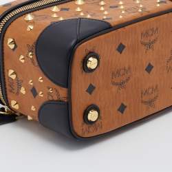 Pre Owned MCM Brown/Black Coated Canvas and Leather Vanity Bag