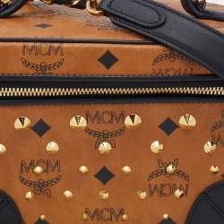Pre Owned MCM Brown/Black Coated Canvas and Leather Vanity Bag