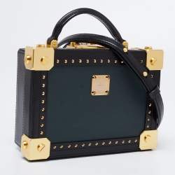 MCM Black Visetos Coated Canvas and Leather Berlin Box Bag