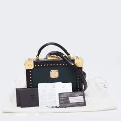 MCM Black Visetos Coated Canvas and Leather Berlin Box Bag