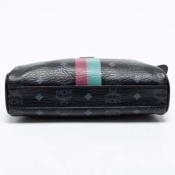 MCM Black Visetos Coated Canvas And Leather Chain Pochette