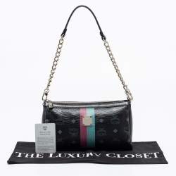 MCM Black Visetos Coated Canvas And Leather Chain Pochette