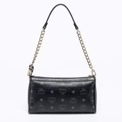 MCM Black Visetos Coated Canvas And Leather Chain Pochette