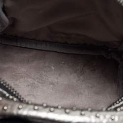 Pre Owned MCM  Silver/Black Monogram Leather Crystal Studded Backpack