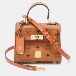 MCM Brown Visetos Coated Canvas and Leather Embellished Mini