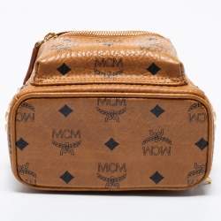 MCM Cognac Visetos Coated Canvas Mini Stark Side Studs Backpack